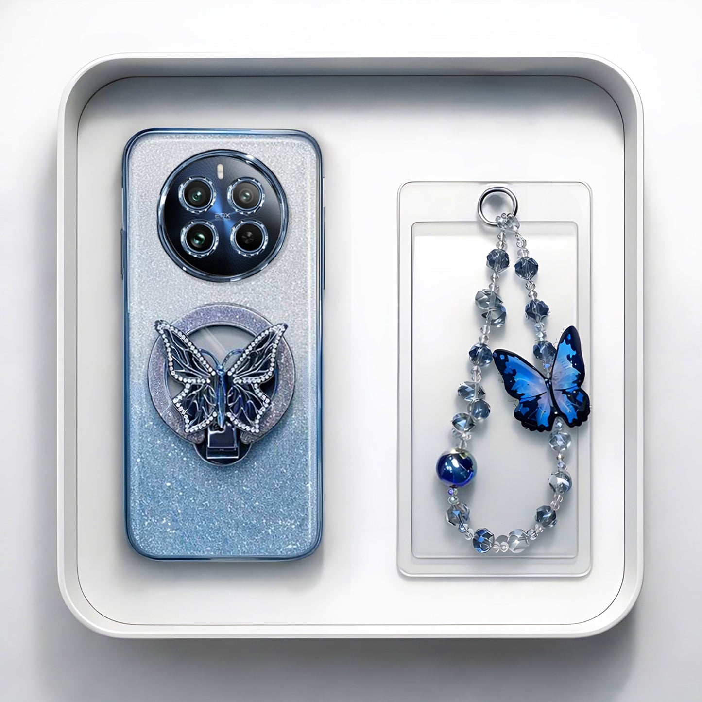 Realme 12 Pro+ 5G Stunning Shimmer Electroplating Butterfly Stand Charm Case