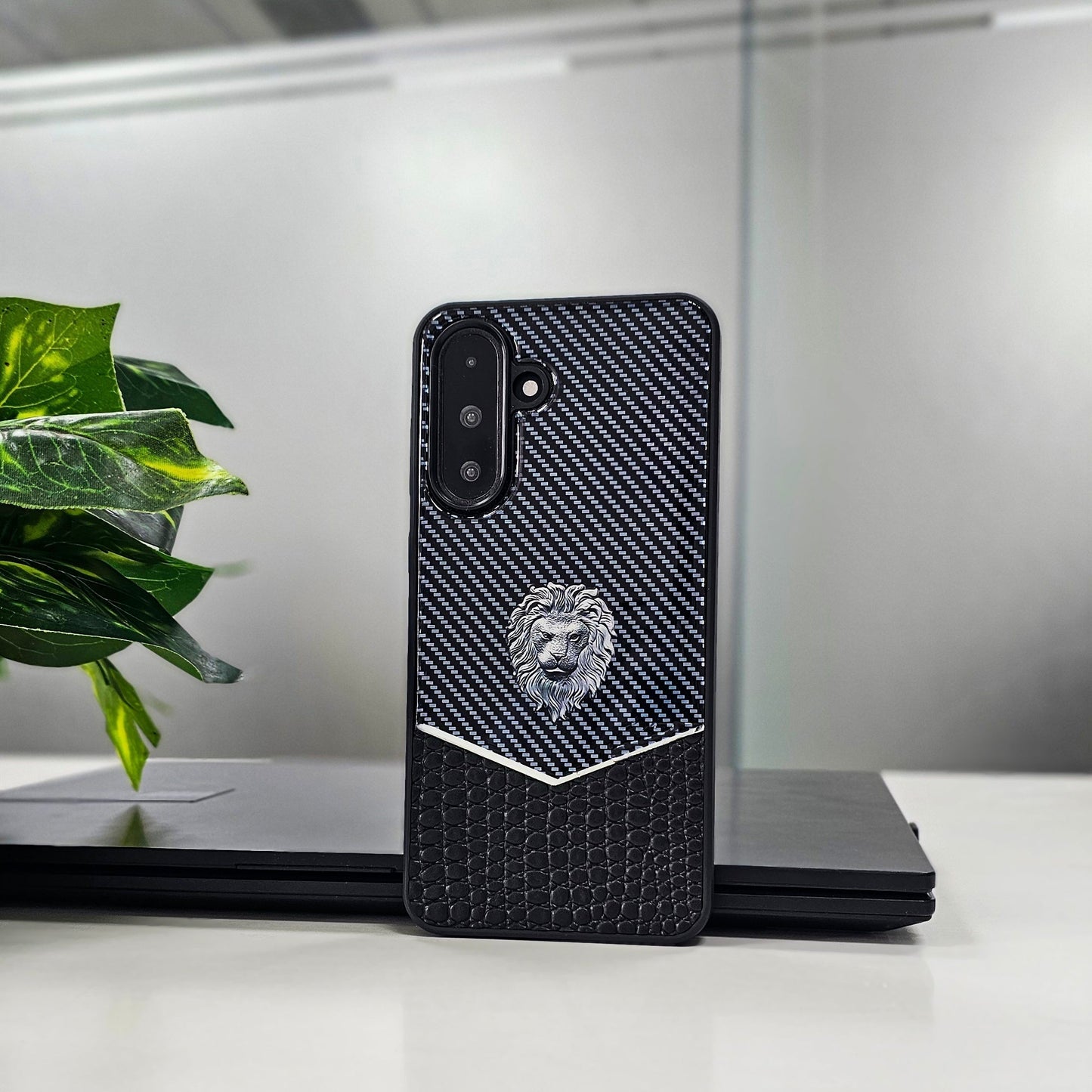 Samsung Galaxy A36 5G Luxury Lion Pattern Leather And Liquid Silicone Case