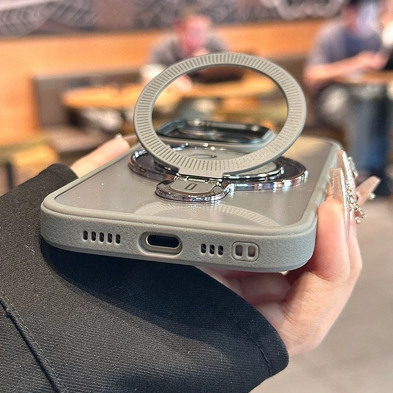 iPhone 16 Pro / 16 Pro Max Luxury Butterfly Ring Stand Shockproof Magnetic Case