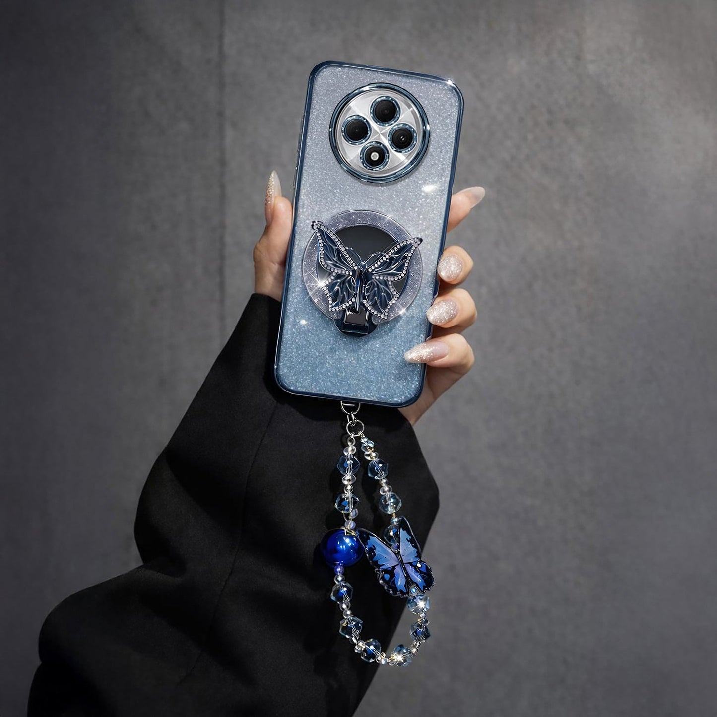 Oppo Reno 12F 5G Stunning Shimmer Electroplating Butterfly Stand Charm Case