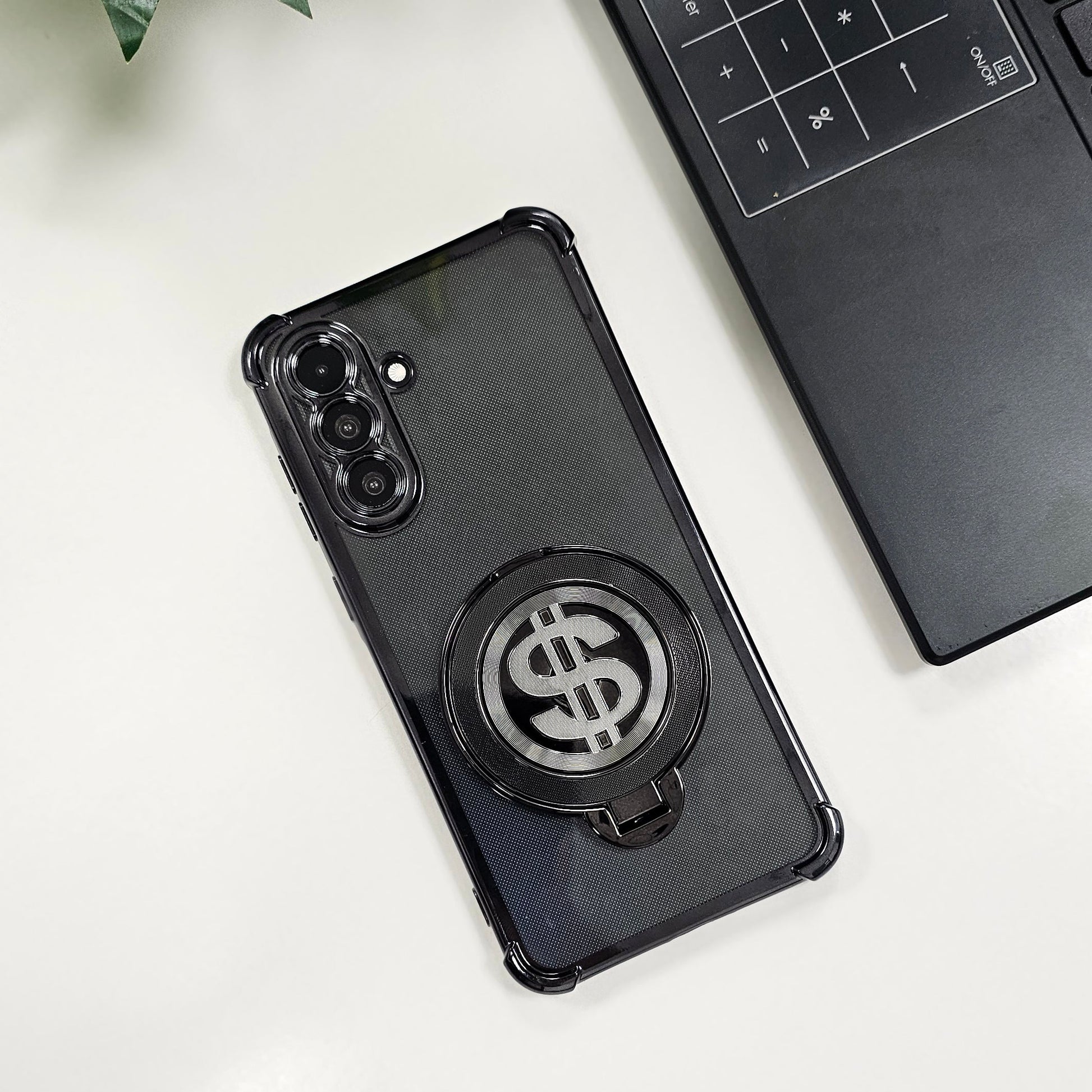 Samsung Galaxy A56 5G Four Corner Airbags 100% Original Astro Money Magnet Rotating Dollar Case black