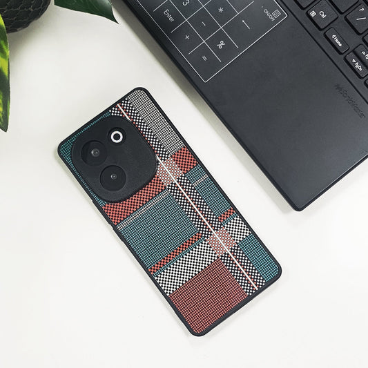 Vivo T3 Pro 5G Luxury Grid Pattern Glass Back Shockproof Case